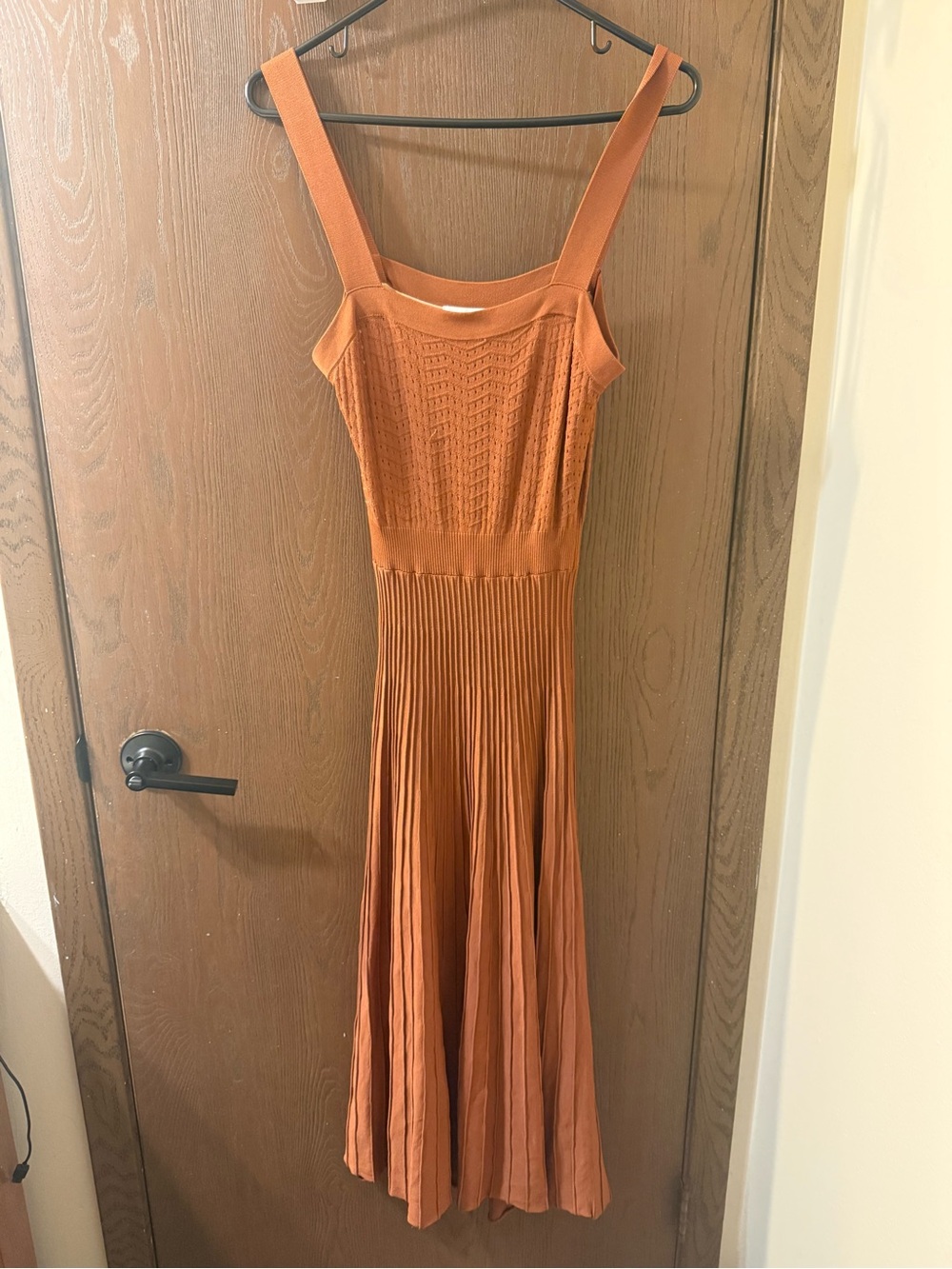 Textured Knit Midi Dress in Rust Orange